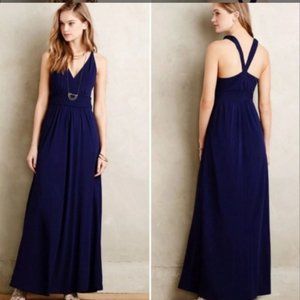 Anthropologie Maeve Yuma Navy Maxi Dress SIZE 10